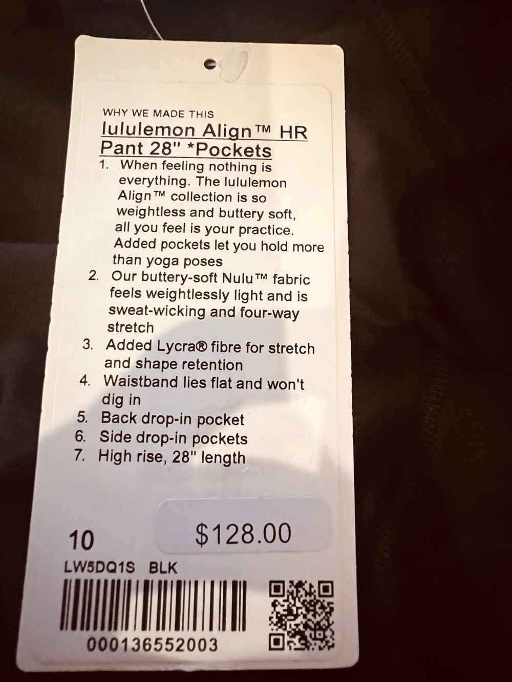 NWT Lululemon Align High-Rise Pant 28” w/Pockets Black SZ 10 Nulu Yoga Leggings - Picture 8 of 9